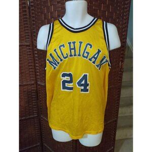 Vintage Delong Michigan Wolverines Basketball Jersey # 24 Large 90s